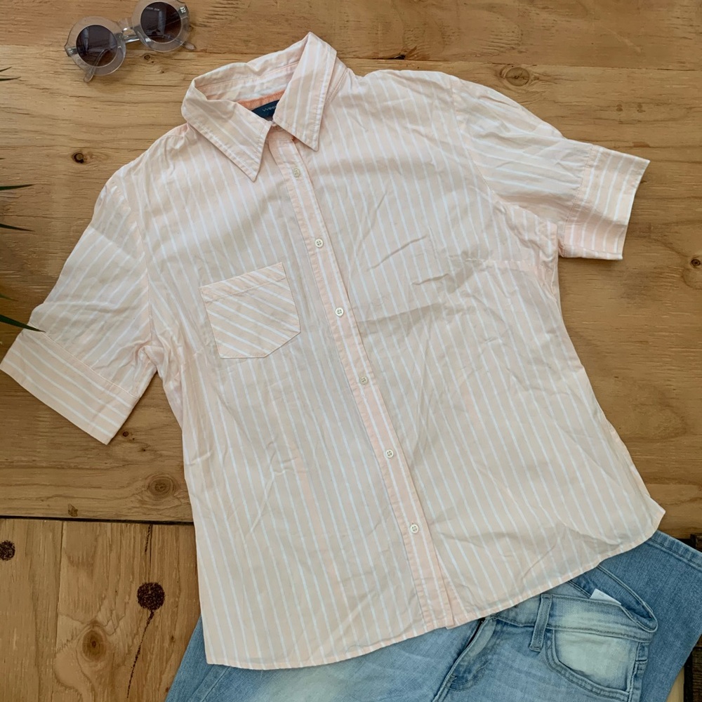 WEEKEND Pink Striped Cotton Button Down